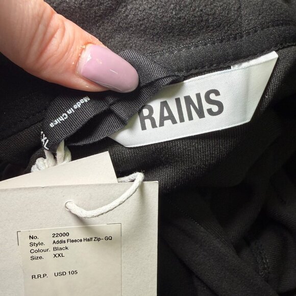 Rains Addis Fleece Half Zip Black XXL Unisex Lightweight Pullover - Picture 5 of 5